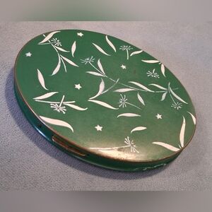 Vtg '40s Green Floral Powder Compact Rare Find!